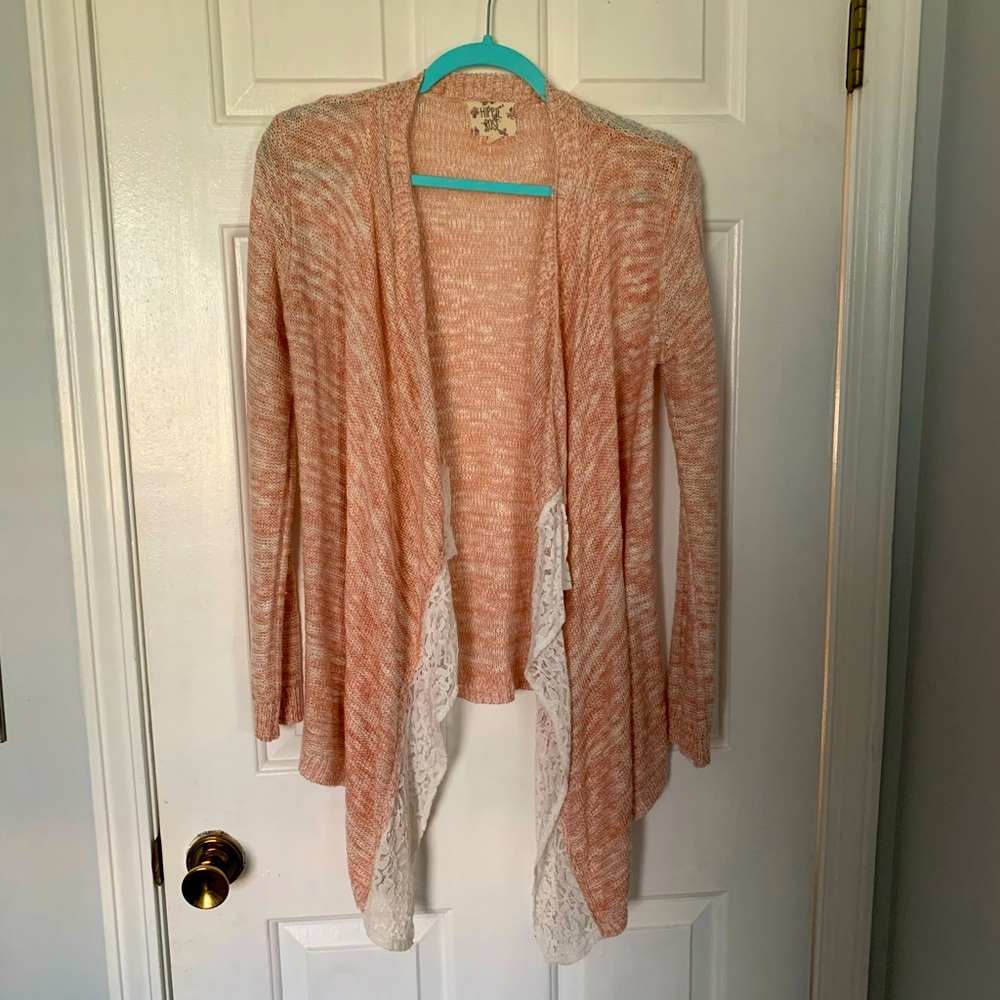 Dusty Rose Lace Detail Cardigan